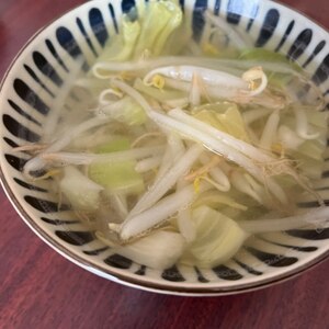 小松菜と豆腐ともやしの中華スープ